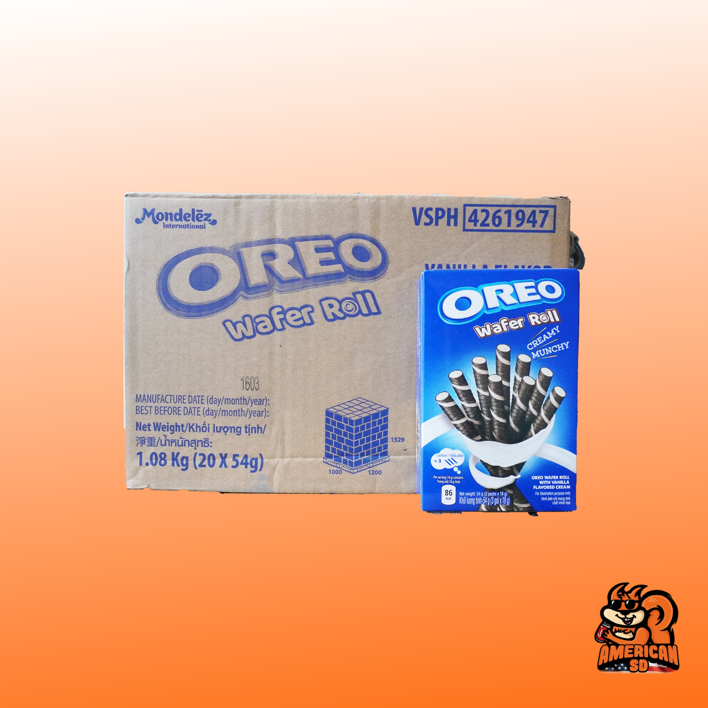 20 x 54g Oreo Wafer Roll Vanilla