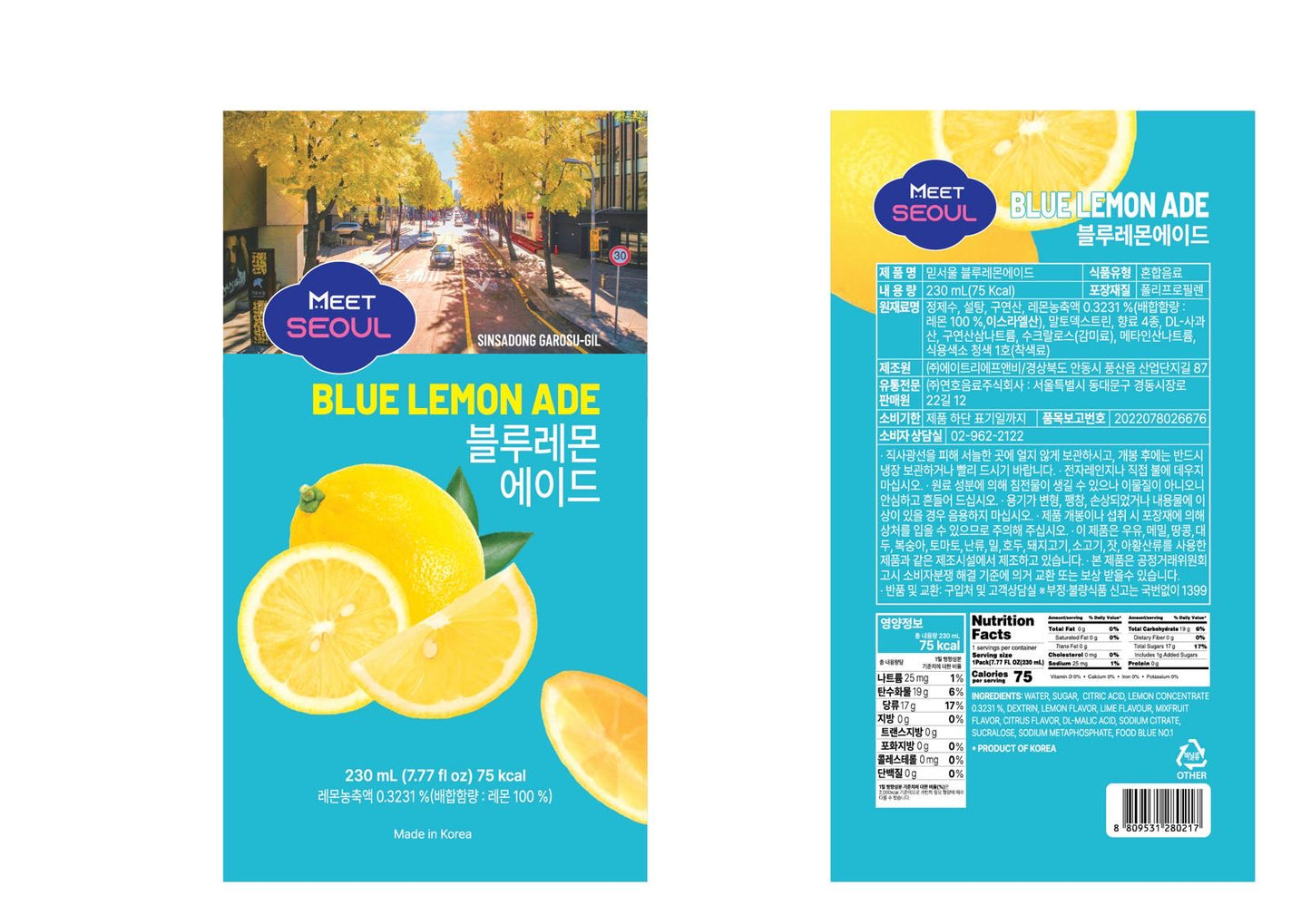 Meet Seoul Blue Lemon Ade 10x230ml